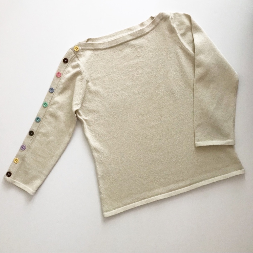 Anthropologie HWR Monogram Button Sleeve Top